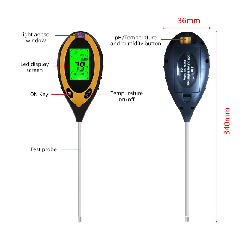 GrowGuard™ 4-in-1 Soil Tester