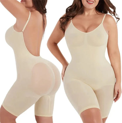 GUUDIA Bodysuits Full Coverage Shapewear Thigh Slim Body Suit Low Back Body Shaper Backless Jumpsuit Seamless Shapers Slimmer