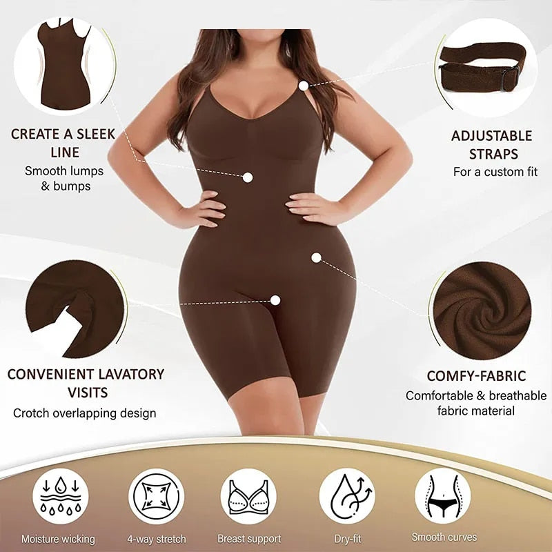 GUUDIA Bodysuits Full Coverage Shapewear Thigh Slim Body Suit Low Back Body Shaper Backless Jumpsuit Seamless Shapers Slimmer