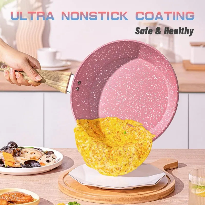 Pink Granite Frying Pan Set